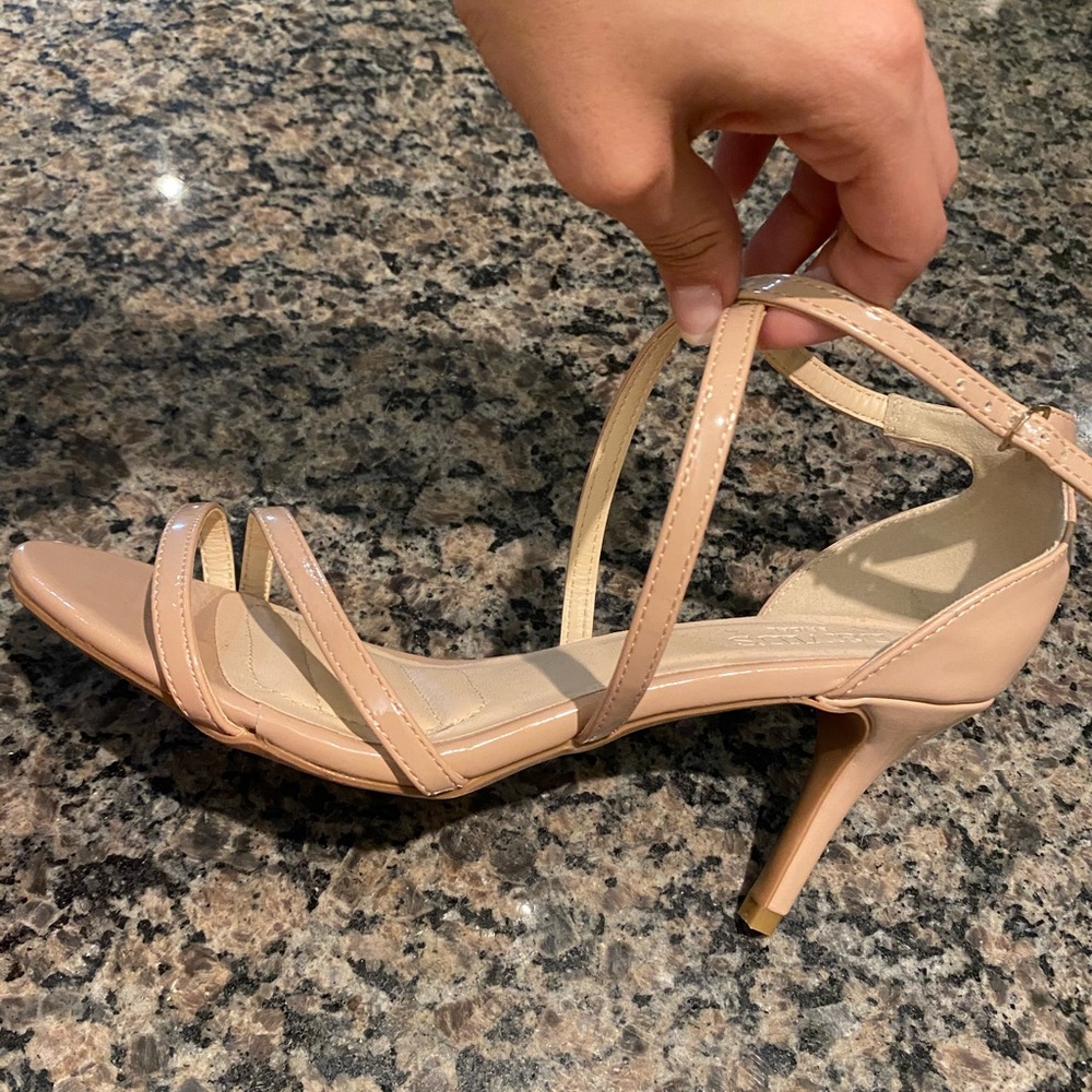 David's Bridal Nude Strappy Heels